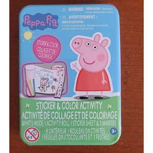 NEW Peppa Pig Stickers & Color Activity Set In Tin For Ages 3 and Up 3x4: